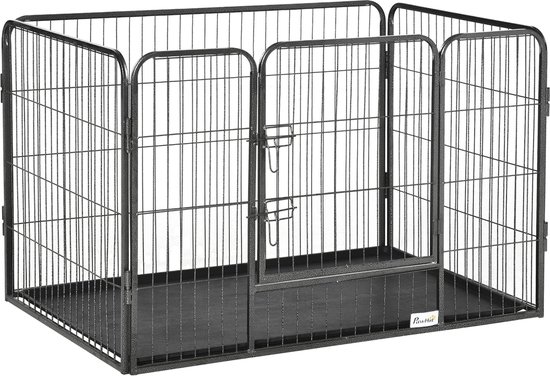 Cage pour chien 4 panneaux en Grillage avec porte verrouillable, usage intérieur et extérieur, 109 x 74 x 71 cm
