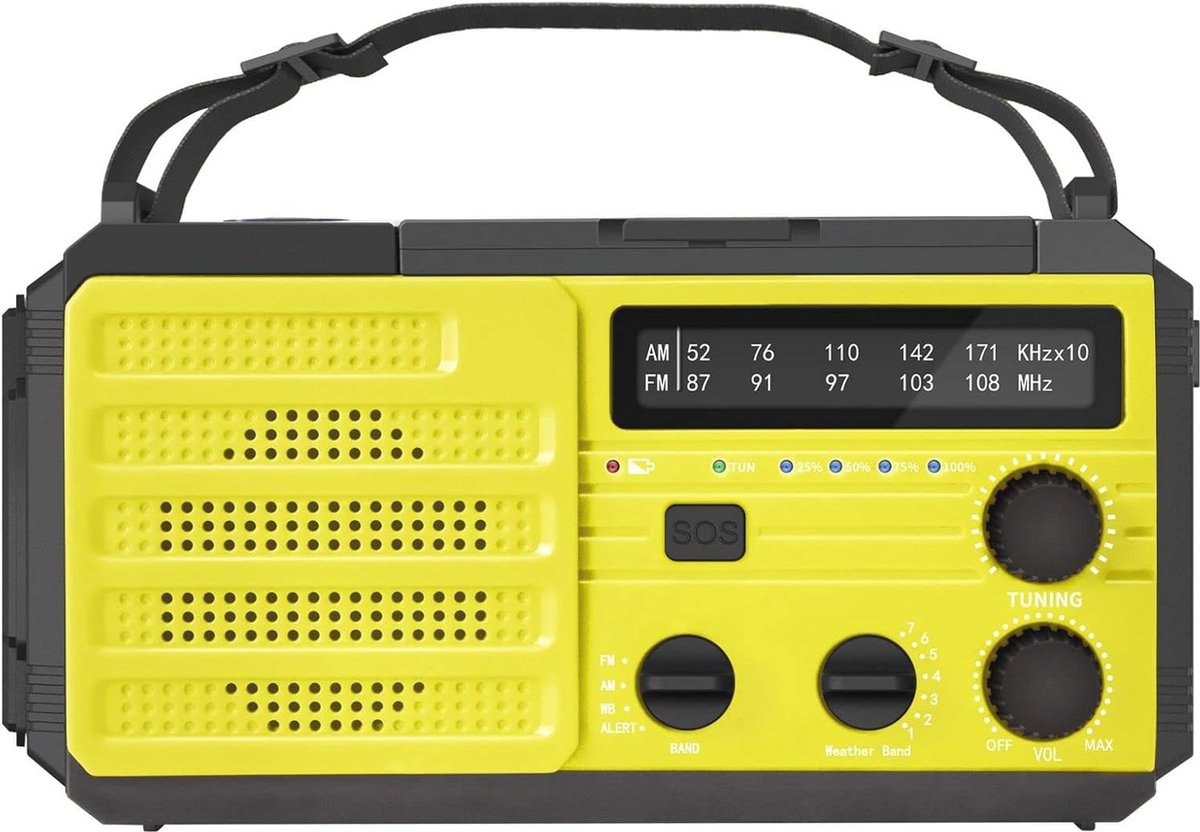 Dynamo Zonne-radio met Oplaadbare Powerbank en USB-telefoonoplader voor Kamperen