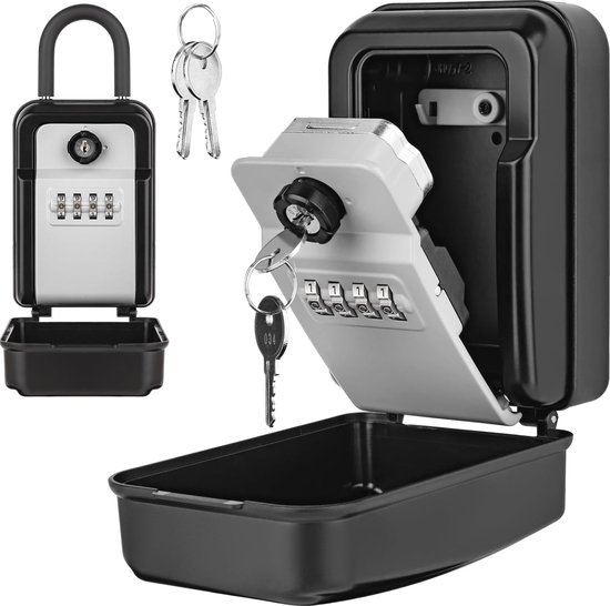 ENONEO Draagbare sleutelkluis met beugel, sleutelslot box buitenverlichting, 4-cijferige combinatie beveiligingsslot, waterdichte sleutelopbergdoos, grote lockbox voor sleutels, perfect voor thuis