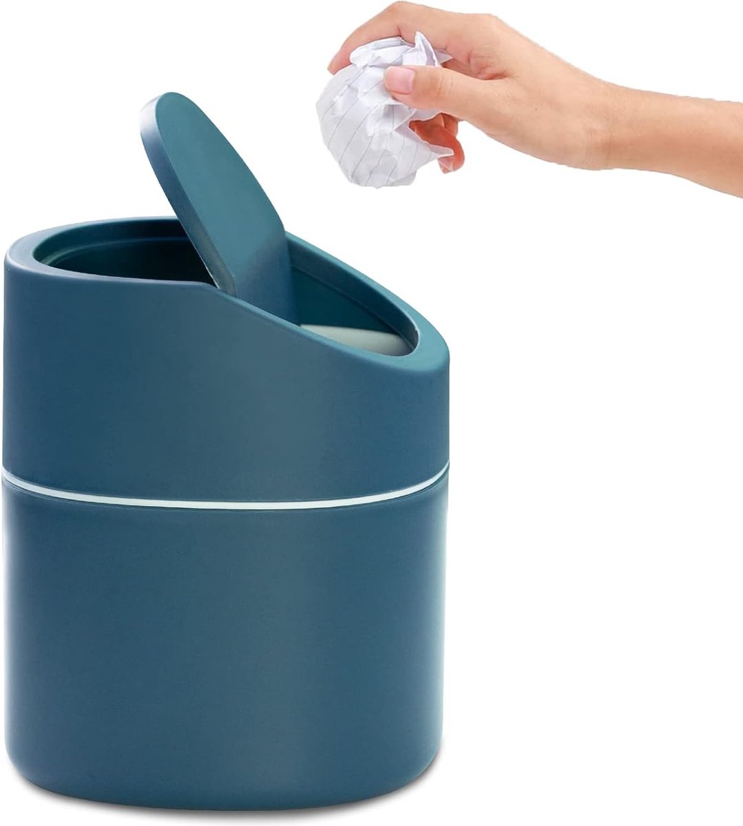 Goedkoopste JGS ® Compact Mini Prullenbak Met Deksel Voor Bureau En Nachtkastje, 2 Liter, Blauw