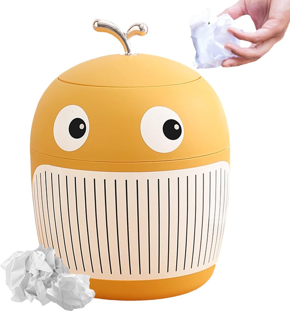 Goedkoopste Goodivery ® Compact en Schattige Mini Prullenbak voor Bureau met Deksel - Gele Walvisvorm