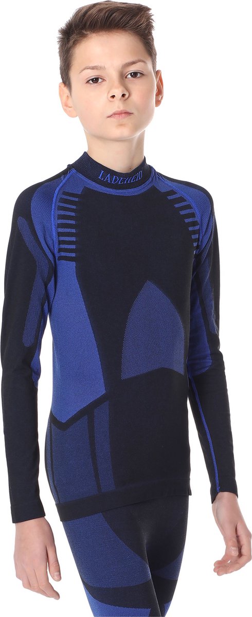 Ladeheid Kinderen Thermoshirt - Thermo ondergoed – Jongen - Meisje - Thermokleding - Longsleeve - LA-SS-Thermo-Shirt-Women - Zwart/Donkerblauw - 122-128