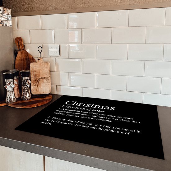 KitchenYeah® Inductie beschermer 70x52 cm - Kerst - Christmas definitie - Spreuken - Quotes - Kookplaataccessoires - Afdekplaat voor kookplaat - Inductiebeschermer - Inductiemat - Inductieplaat mat