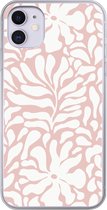 Coque de téléphone compatible avec iPhone 11 - Motif Fleurs - Rose - Wit - Coque en Siliconen