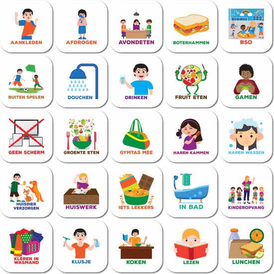 Smarfer - Magnetische pictogrammen voor weekplanner - Binneneditie - planbord kind (2) - 50 stuks - kinderen - dag planning gezin – autisme planner - magneten - dagritme kaarten - Familieplanners - beloningssysteem - maandplanner - gezinsplanner