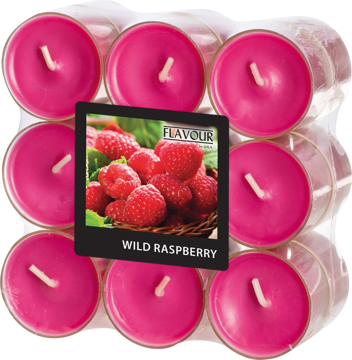 Conpax Candles Geur theelichtjes/waxinelichtjes - transparant - 18x - Wild Raspberry aroma - 6 branduren Fuchsia