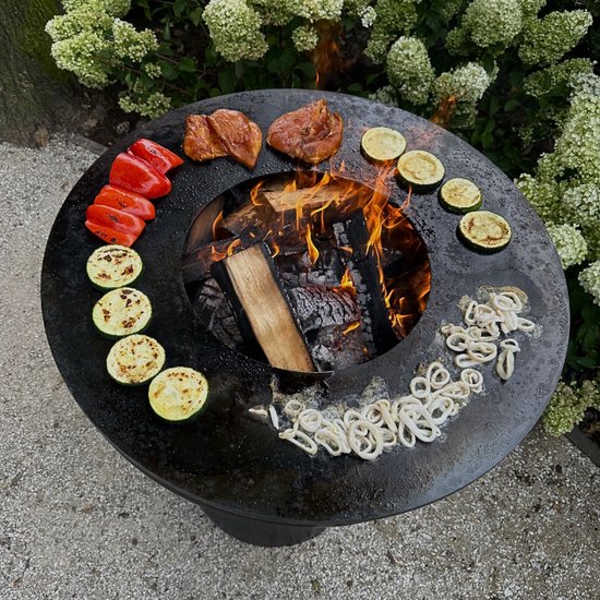 BonFeu BonBiza Zwart Open - Staal - Buitenkoken - Plancha Bakken - Plancha BBQ - 80x80x100 cm van BonFeu — afbeelding 2
