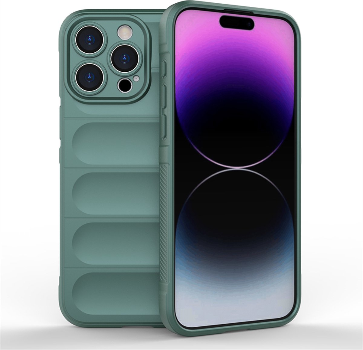 MobyDefend Hoesje - Geschikt voor iPhone 15 Pro Max - TPU Gripcase - Groen