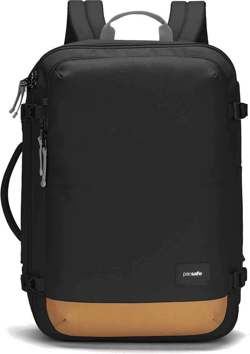 Pacsafe GO Carry-on Backpack - 34 L - Rugzak - RFID-blokkerend - Anti-diefstal - Geschikt als Handbagage - Waterafstotend - Op 2 Manieren te Gebruiken - Turn & Lock Security Hooks - Koffer -Gerecycled Polyester - Donkerrood