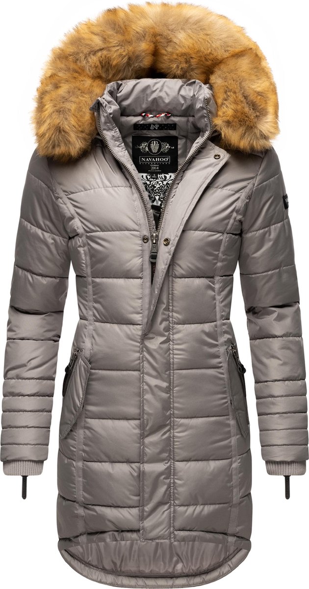 Warm & Comfortabel Navahoo Papaya - Winterjas Dames - Volwassen - Capuchon - Lichtgrijs - M
