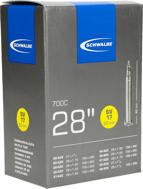 Schwalbe Binnenband SV17 60mm - Frans ventiel - 28 inch - butylrubber — afbeelding 3