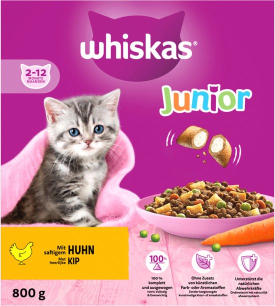 Whiskas Junior Kattenbrokken Kip - 800 gr
