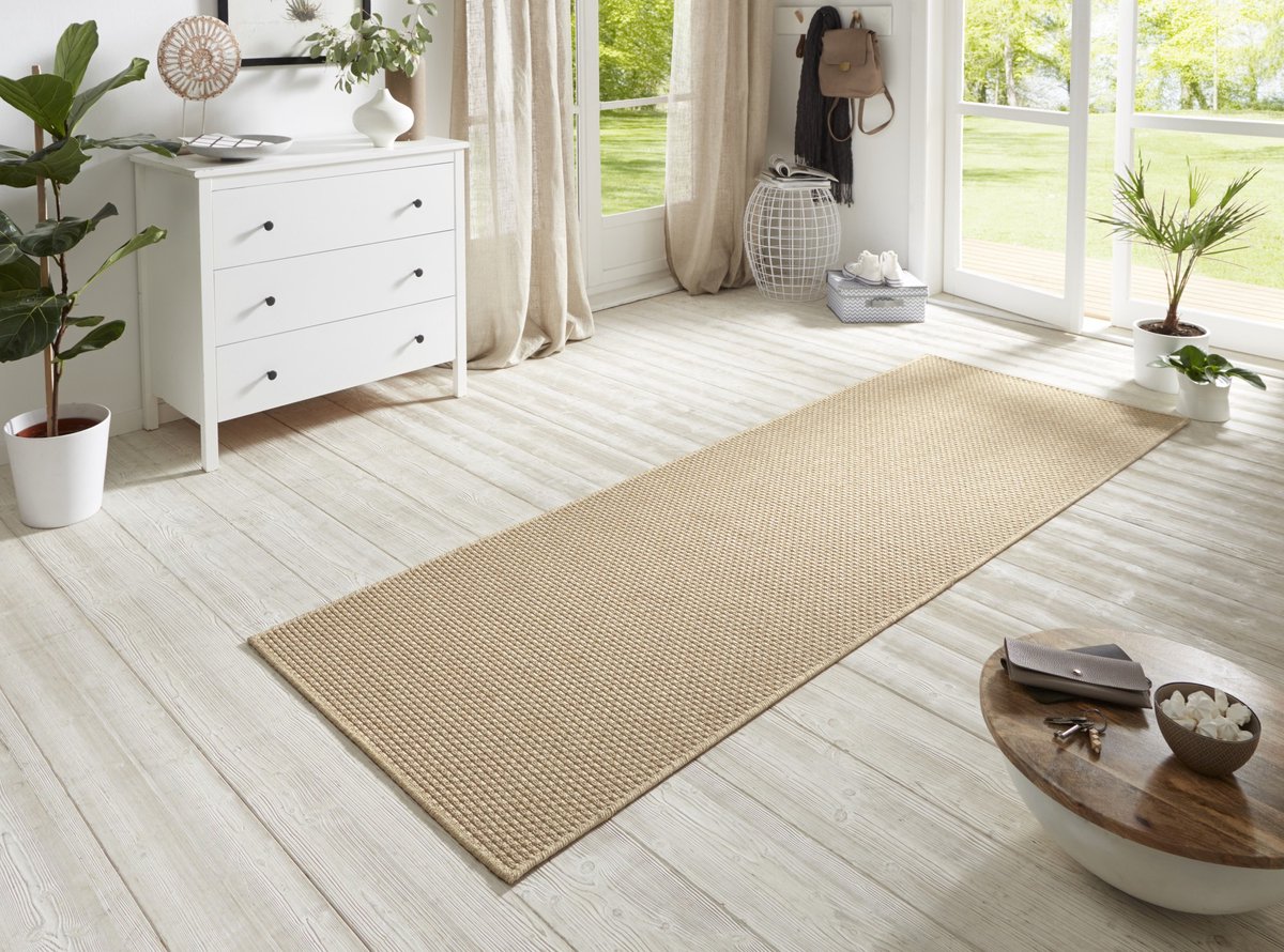 Flycarpets Loper Laagpolig Sisal Look - Geschikt voor Binnen & Buiten - Beige 80x150 cm