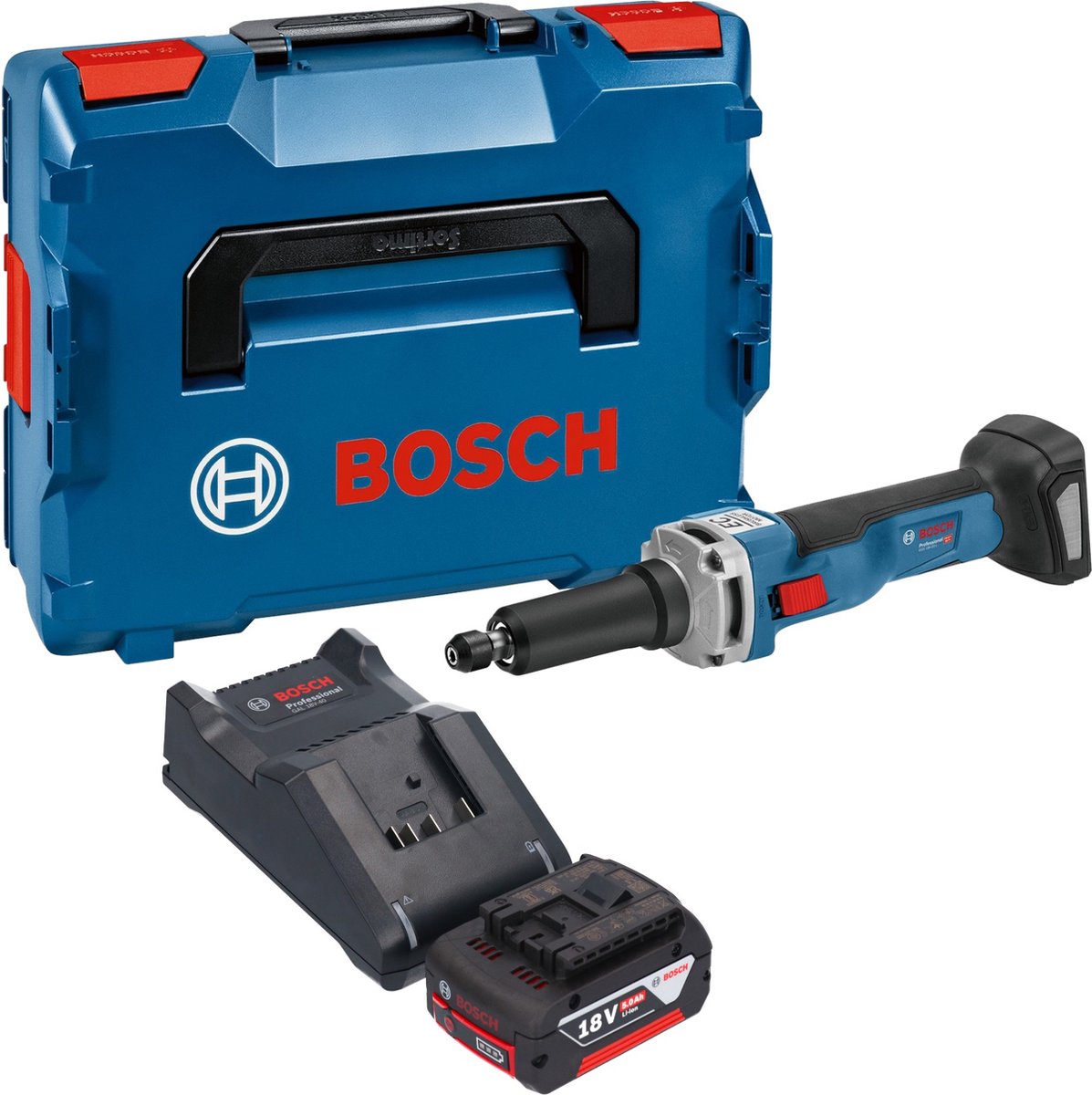 Bosch GGS 18V-23 LC Professionele rechte accuslijpmachine 18 V borstelloos + 1x accu 5.0 Ah + lader + L-Boxx