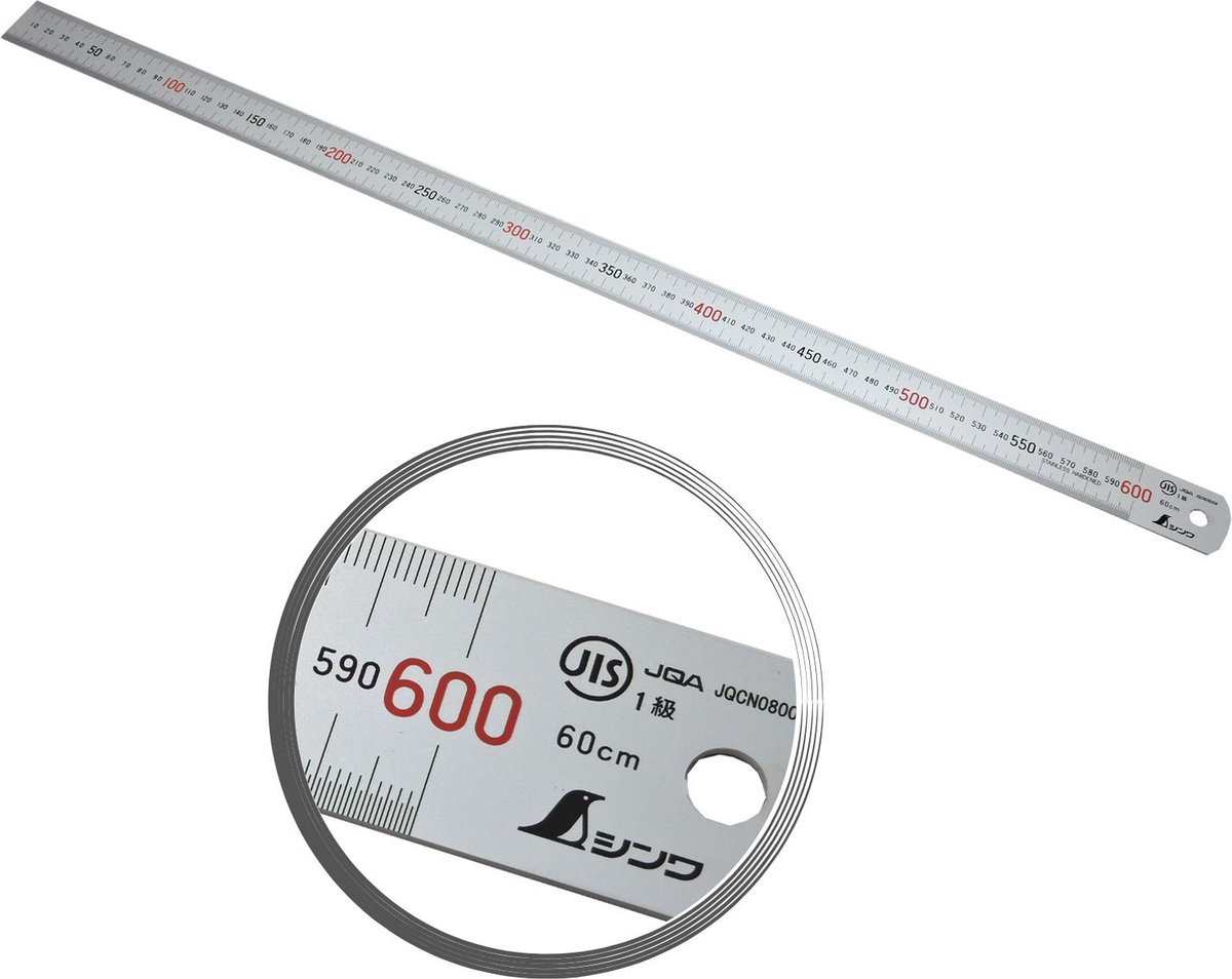 Shinwa 13021 Roestvrij stalen liniaal 60 cm - met 0,5mm schaalverdeling