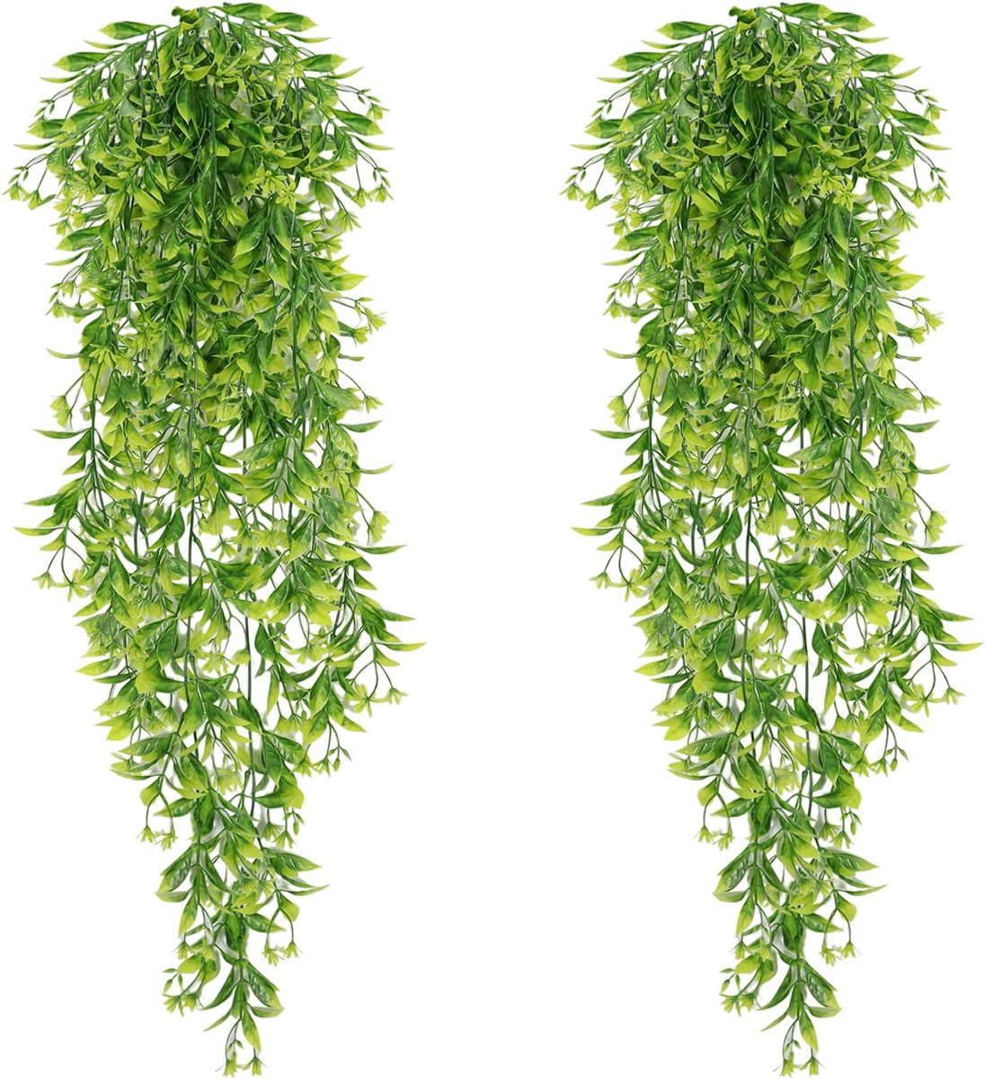 La'Moussawi ® Kunstig Groene Hangplanten Set van Twee voor Diverse Decoratiebehoeften in Huis en Tuin