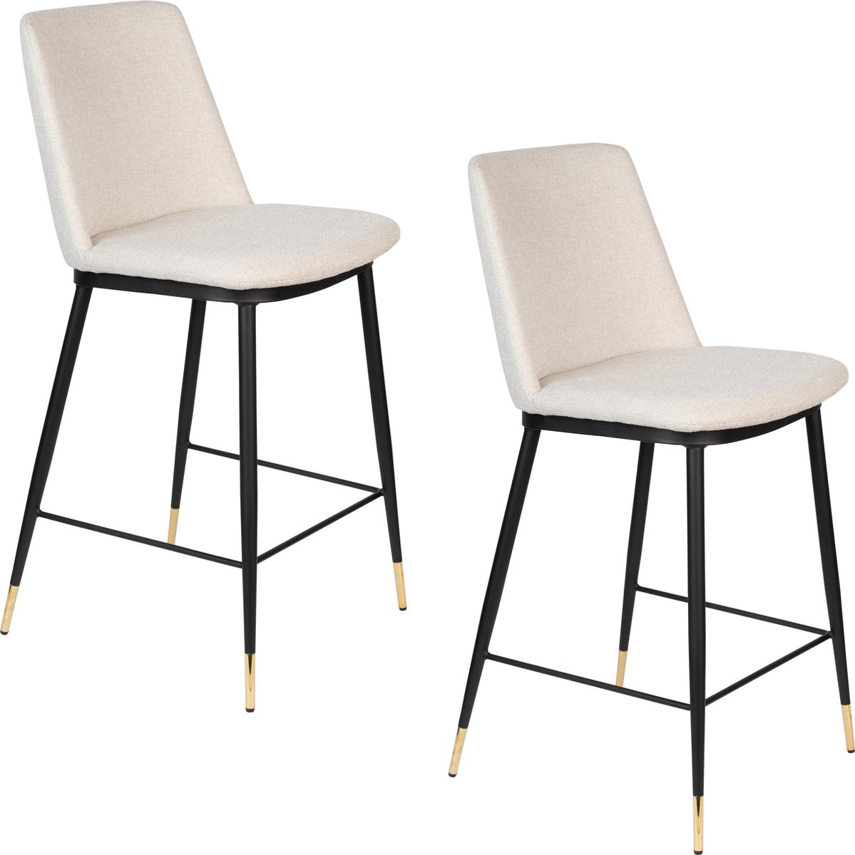 Housecraft Living Lionel Barkrukken rugleuning 65 cm Beige - Set van 2