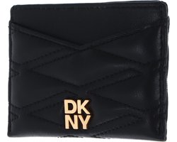 DKNY Leren Kaarthouder Minna Card Holder Blk / Gold Zwart