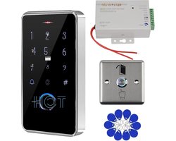 GXY RFID Deur Toegangscontrole Systeem Kit IP68 Waterdicht Vingerafdruk Toetsenbord 12V 3A Voeding Metalen Deurschakelaar Knop 10 Stks IC Sleutelhangers Voor Thuis Kantoor Appartement