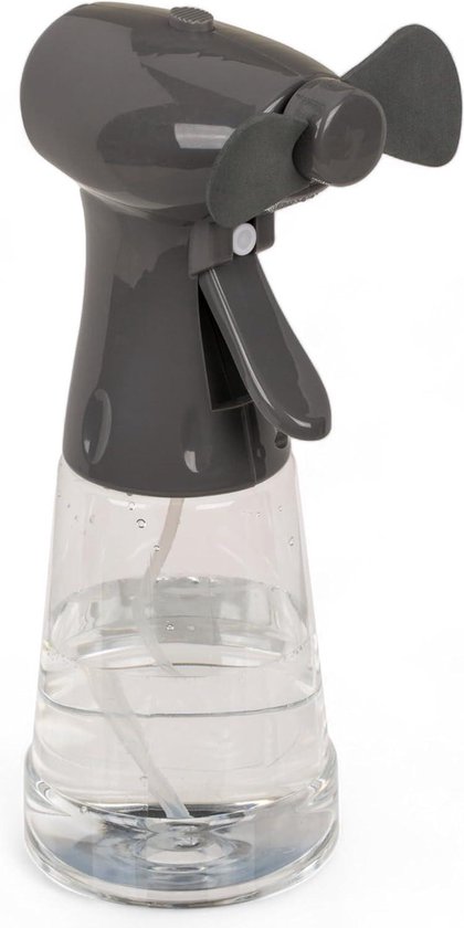 MIJOMA Sprühflasche mit Ventilator, ca. 22 cm, in Hellgrau und Dunkelgrau erhältlich, batteriebetrieben, ideal für heiße Sommertage, tragbare Abkühlung, Sprühventilator für unterwegs (Türkis