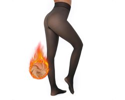 JAXY - Fleece Panty - Gevoerde Thermo Panty - Fleece Panty Huidskleur - Warme Panty Dames - Hoge Taille - S/L