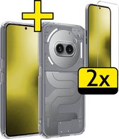 Hoesje Geschikt voor Nothing Phone 2a Hoesje Siliconen Case Met 2x Screenprotector - Hoes Geschikt voor Nothing Phone 2a Hoes Siliconen - Transparant