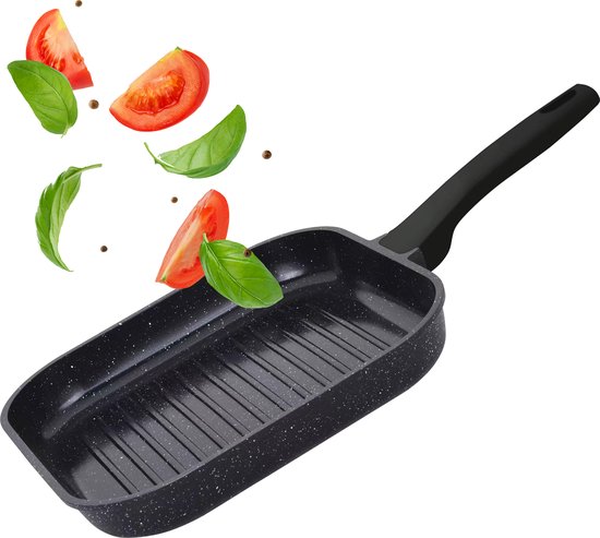 Grillpan 28x28 Cm Gegoten Aluminium - Inductie Geschikt Met Antiaanbaklaag