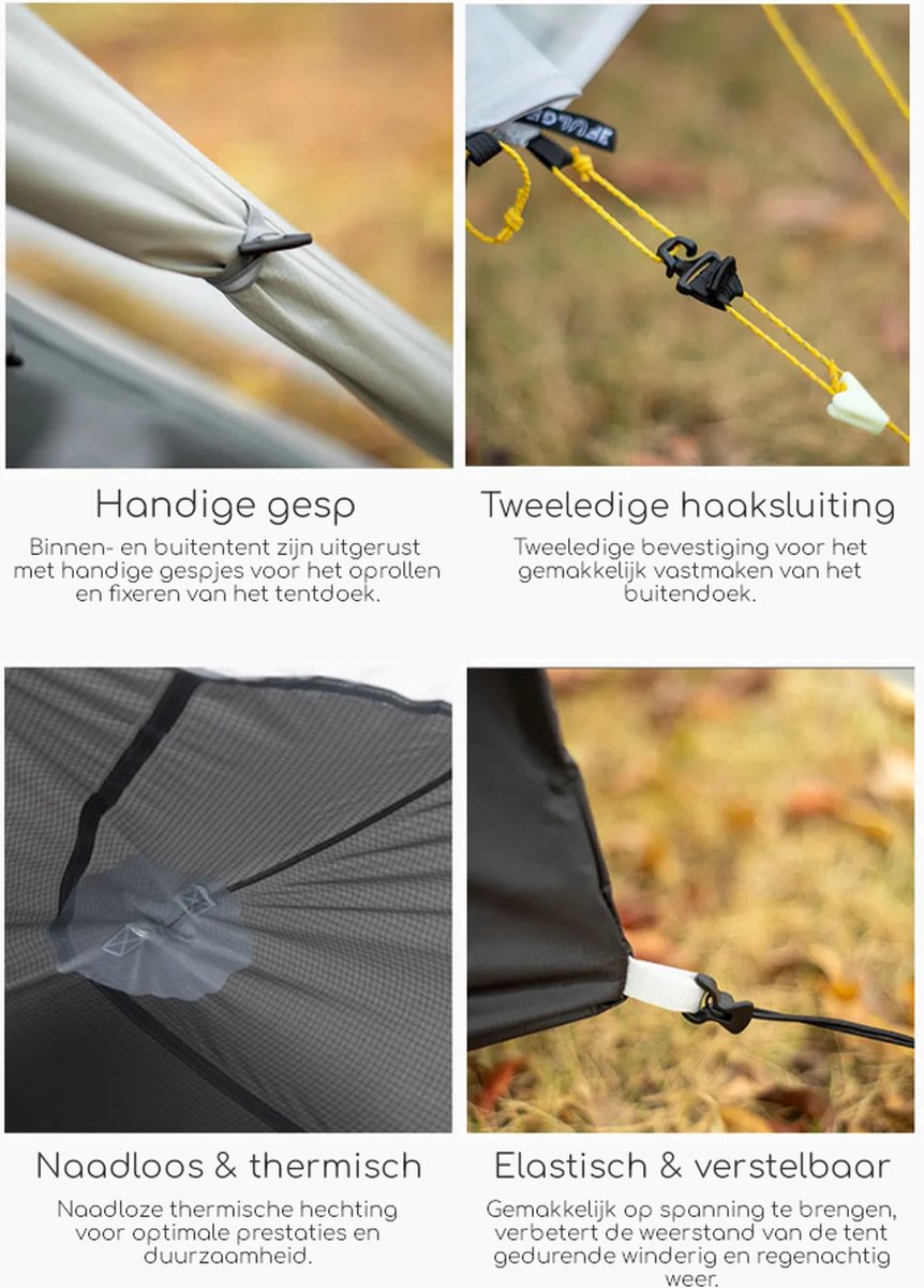 3F UL GEAR® Lanshan 2-persoons Tent - Ultra Lichtgewicht - 3 seizoenen trekking tent - Waterdicht - Kampeertent - Kamperen - Dubbeldaks trekkerstent - Hiking & Wandelen – foto 7