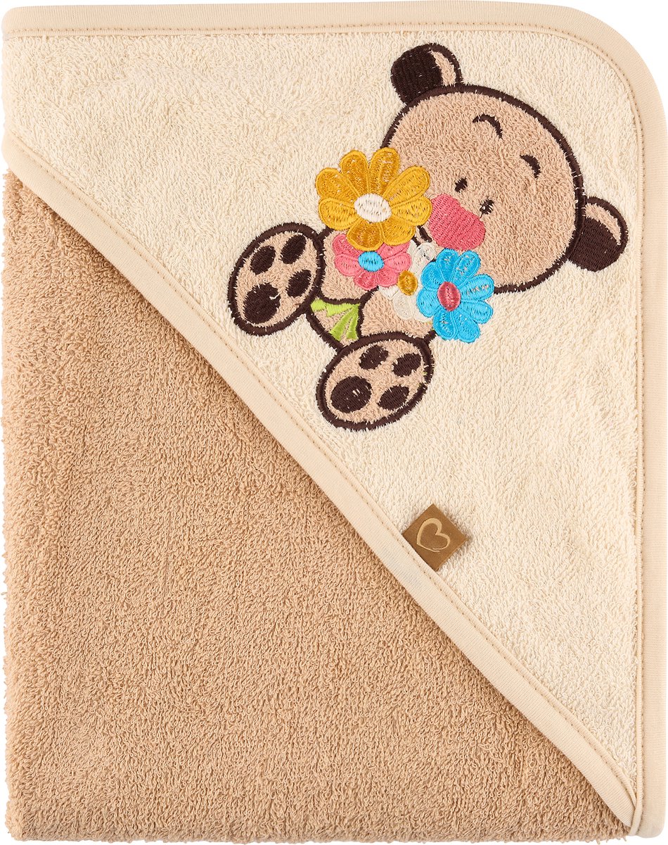 Be Mammy Babydeken - Kaphanddoek - Kinderdeken - Wiegdeken - Dekentje Baby - 100 x 100 cm - BE-BE20-240-BBL - Beige - Beer