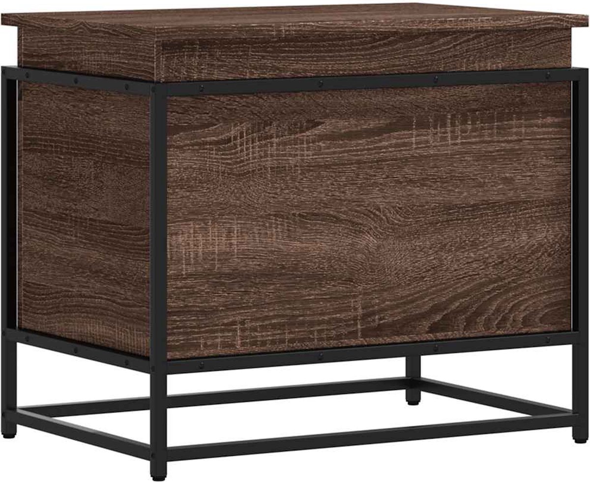 vidaXL - Opbergbox - met - deksel - 60x40x51,5 - cm - bewerkt - hout - bruin - eiken