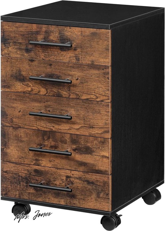 Mrs. Jones Archiefkast Rolcontainer 5 Laden Houten Bureaukast Commode ...