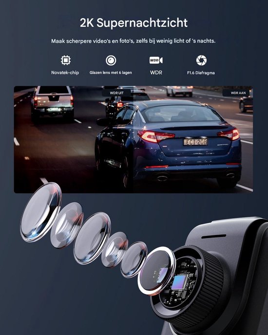 4K WiFi Dashcam Auto Vorne,App-Steuerung Auto Dashcam mit 64G SD-Karte und Abnehmbare Halterung,1.47 IPS Bildschirm,170°Superweitwinkel,Nachtsicht,WDR ,G-Sensor,Loop-Aufnahm,24H Parküberwachung