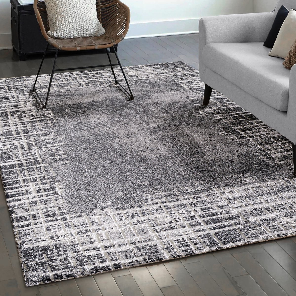 Muratap Harmony Gabbeh Laagpolig Vloerkleed Lichtgrijs- 80x300 CM