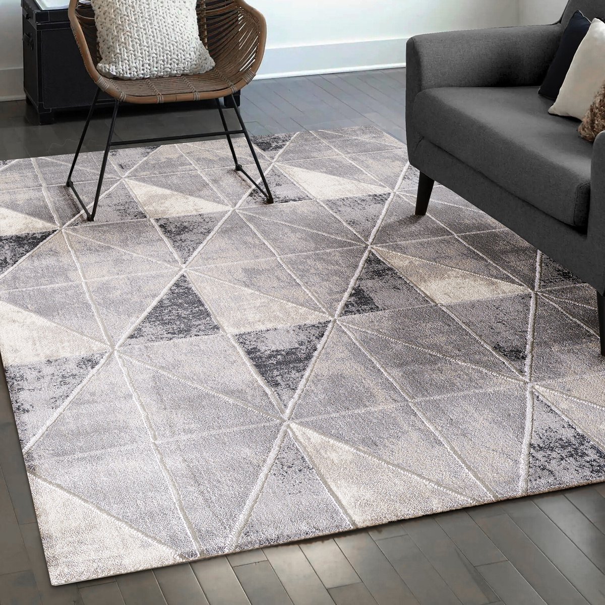 Muratap Harmony Mystic Abstract Vloerkleed Lichtgrijs- 120x160 CM
