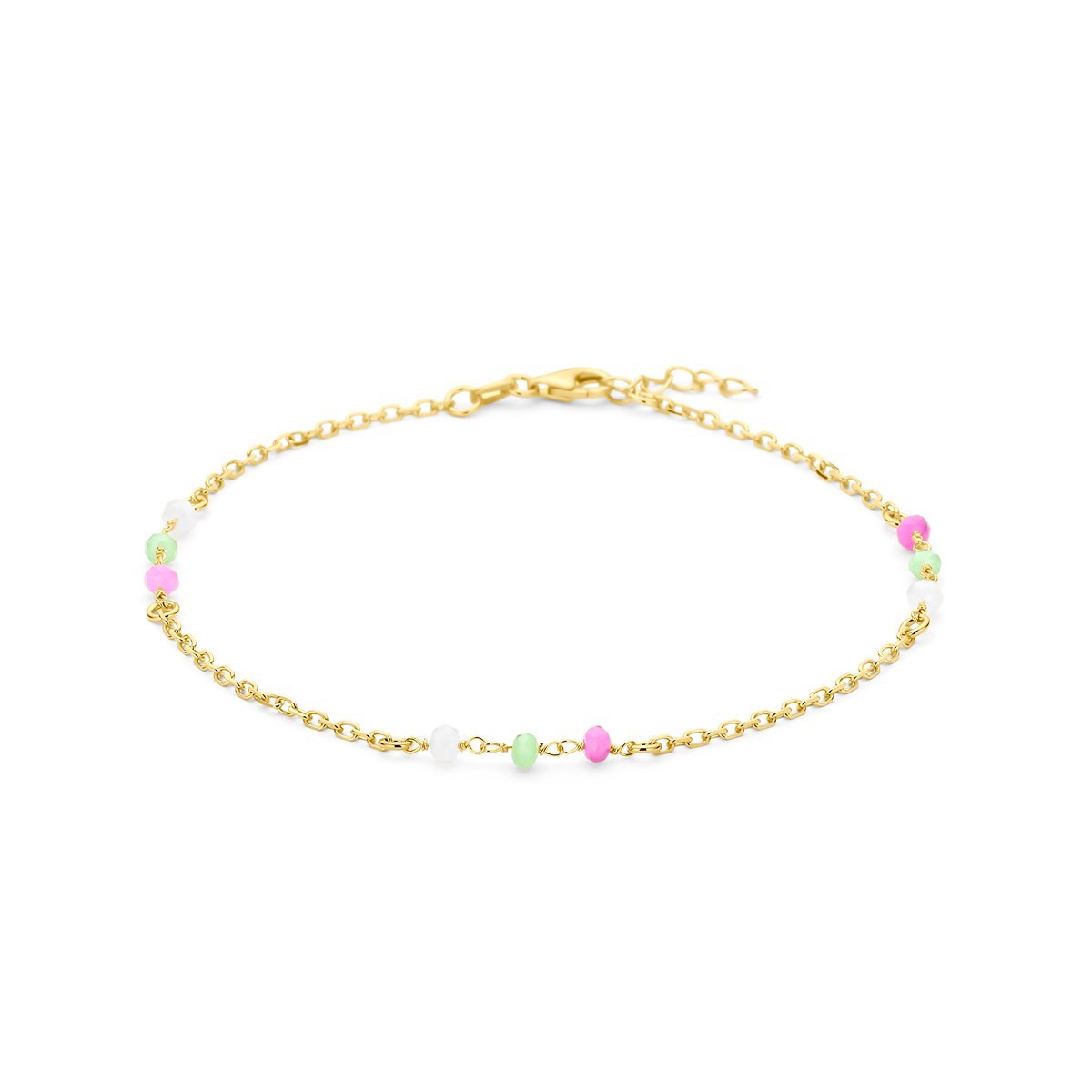 enkelbandje meerdere kleuren kristal bolletjes 24 + 2 cm 3 micron