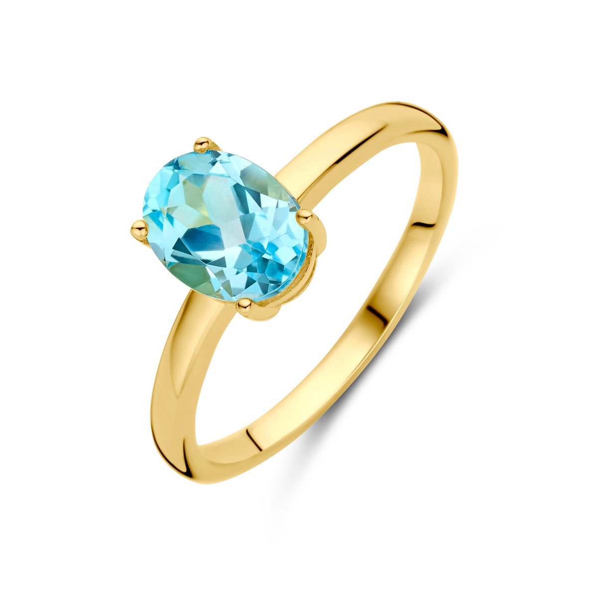 14K Geelgoud Ring Blauw Topaas 4028718