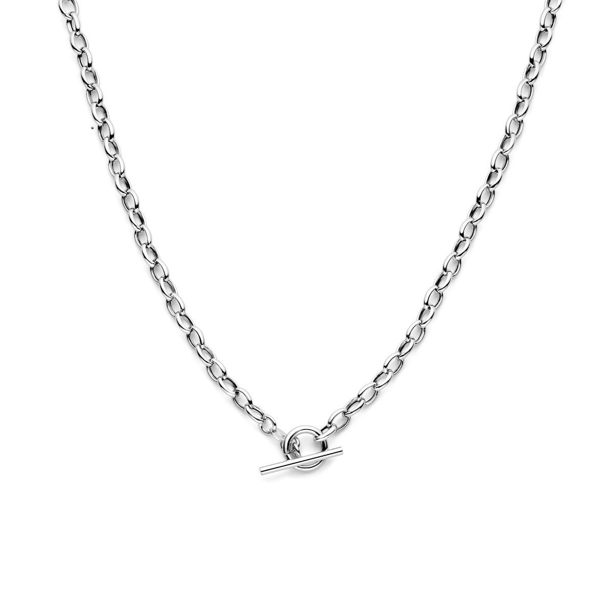 Zilver gerhodineerd collier marine 5 mm 42 cm kapittelslot 1339431