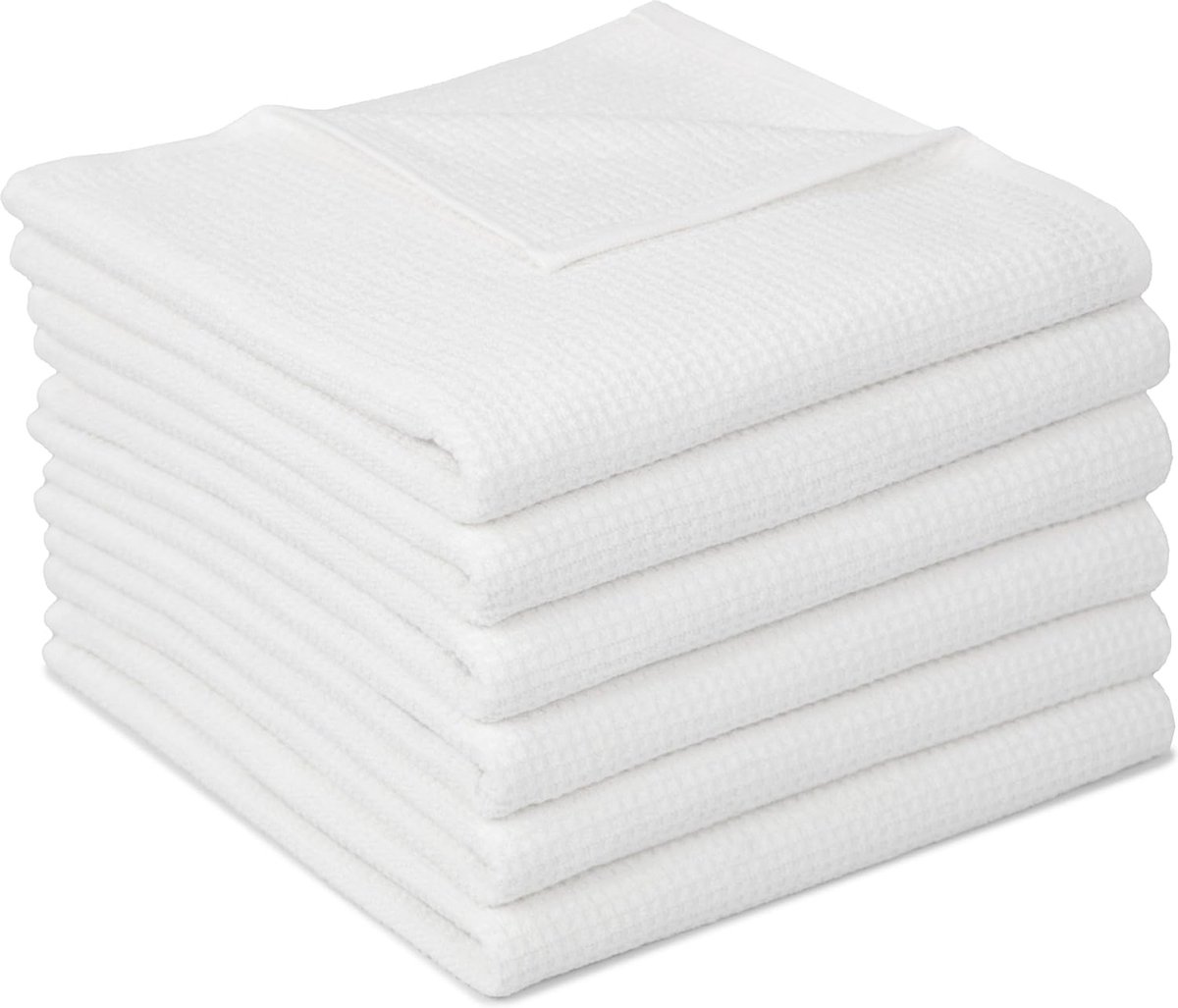 JGS ® Set van 6 Luxe Handdoeken met Tijdloze Wafelpatroon en Praktische Ophanglus, 50 x 100 cm
