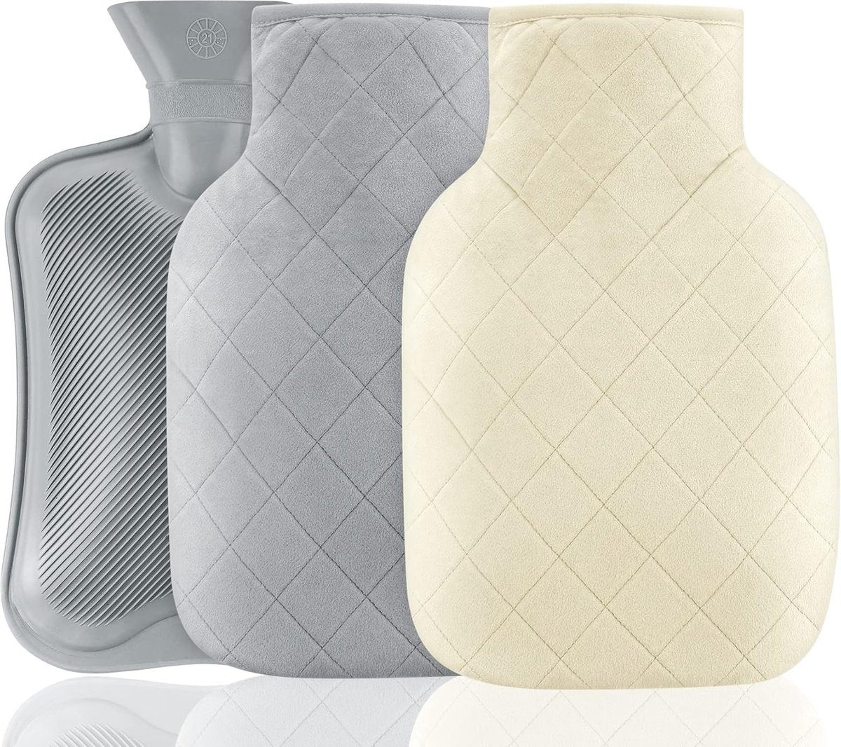 Bol.com Allecta - Warmwaterkruik van 2 liter met wasbare pluche hoes - Natuurlijk rubber - Hot therapy handwarmer aanbieding