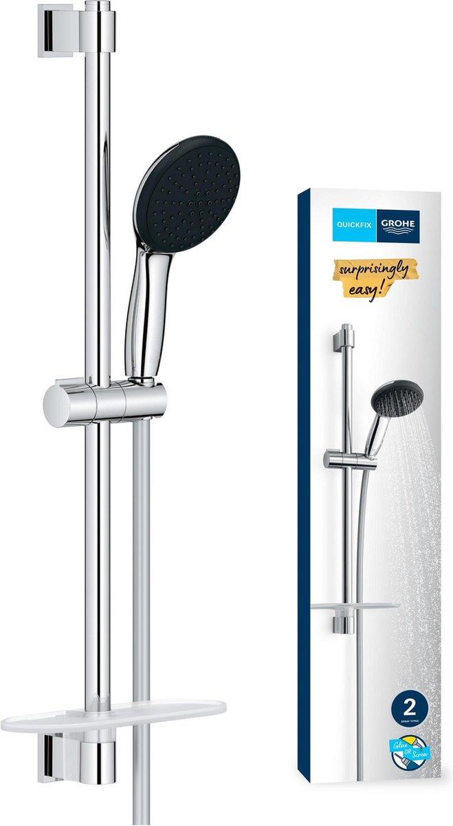 Grohe Vitalio Start - Set douchekop, doucheslang en douchestang met planchet, 2 jets, chroom 26952001