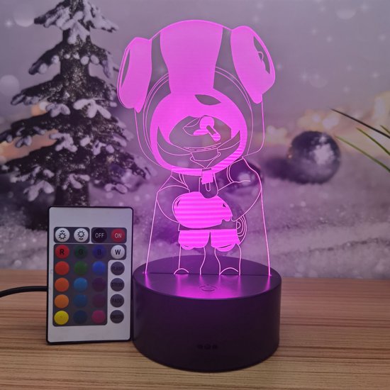 Brawl Stars Lamp Leon van Brawl Kids - Brawl Stars Speelgoed - Brawlstars - Leon Lamp - Knokkers Lamp - Brawl Kids - Kinderlamp - Nachtlampje - Multi Color Lamp - Lamp met afstandsbediening - Draadloos Nachtlampje van Brawl Kids — afbeelding 2