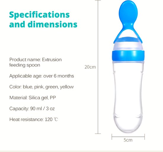Veilige Siliconen Babyfles Met Lepel voor voedingssupplementen Baby Voedingsfles Beker knijpbaar rijstgraanfles — afbeelding 4
