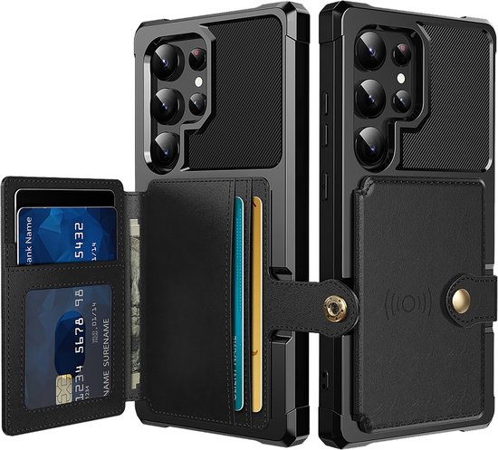 Étui pour cartes magnétiques Cazy adapté au Samsung Galaxy S24 Ultra - Zwart