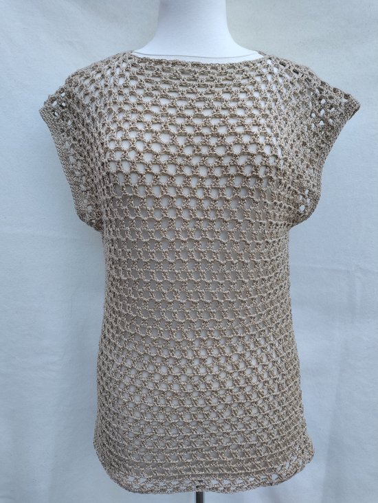 Pull fait main manches courtes spencer couleur or Taille M/L bol