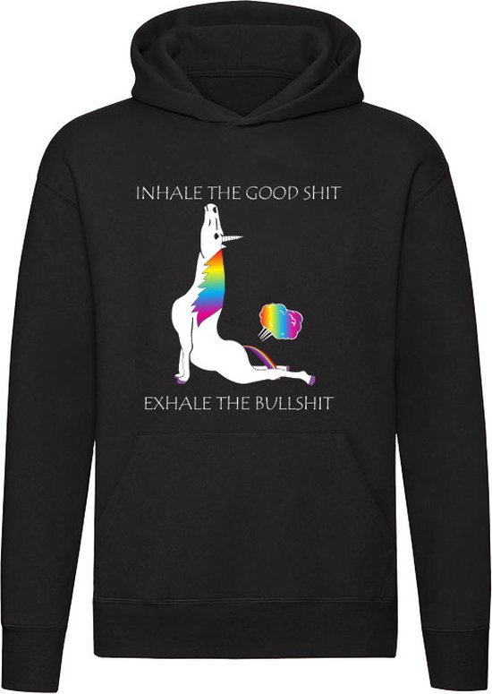 Inhale The Good Shit Exhale The Bullshit Hoodie - unicorn - scheet - yoga - eenhoorn - trui - sweater - unisex