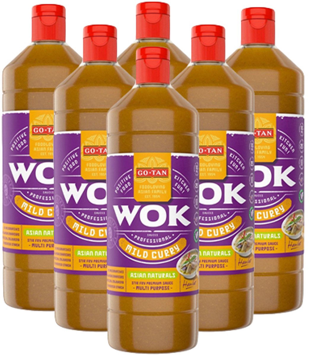 Go-tan - Woksaus Mild Curry - 6x 1ltr