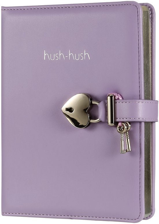 Victoria's Journals - Dagboek met slot, sleutel en etui - Hush-Hush My Secret Diary w/ Heart Lock - Luxe Vegan Leer Dagboek en Etui - Notitieboek A5 Hardcover - 320 Pagina's Premium Papier - 13x18 cm - Pastel Lila