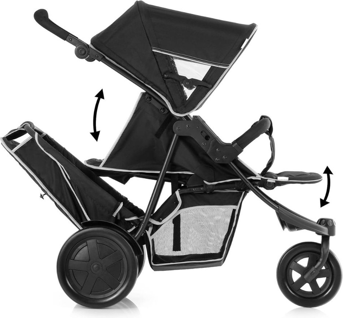 ApexArte® Duo Kinderwagen - Buggy - Tweeling - Wandelwagen - Zwart — cadeau in Cadeau-ideeën - foto 8