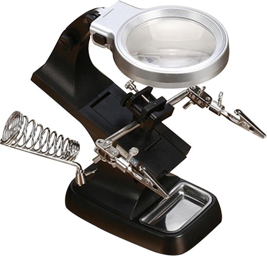 Professionele Derde Helpende Hand Met LED Verlichting & 3x Vergroting Professionele Derde Helpende Hand Met LED Verlichting & 3x Vergroting