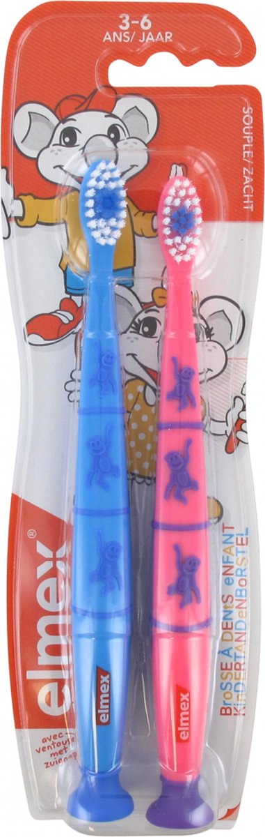 Goedkoopste Elmex 2 Zachte Tandenborstels 3-6 Jaar (Kleur Blauw en roze